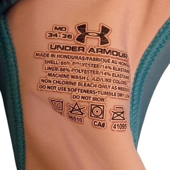 Under Armour Size M 34 36 Womens Sports Bra Blue Camo Print Racerback Stretch - Picture 8 of 8
